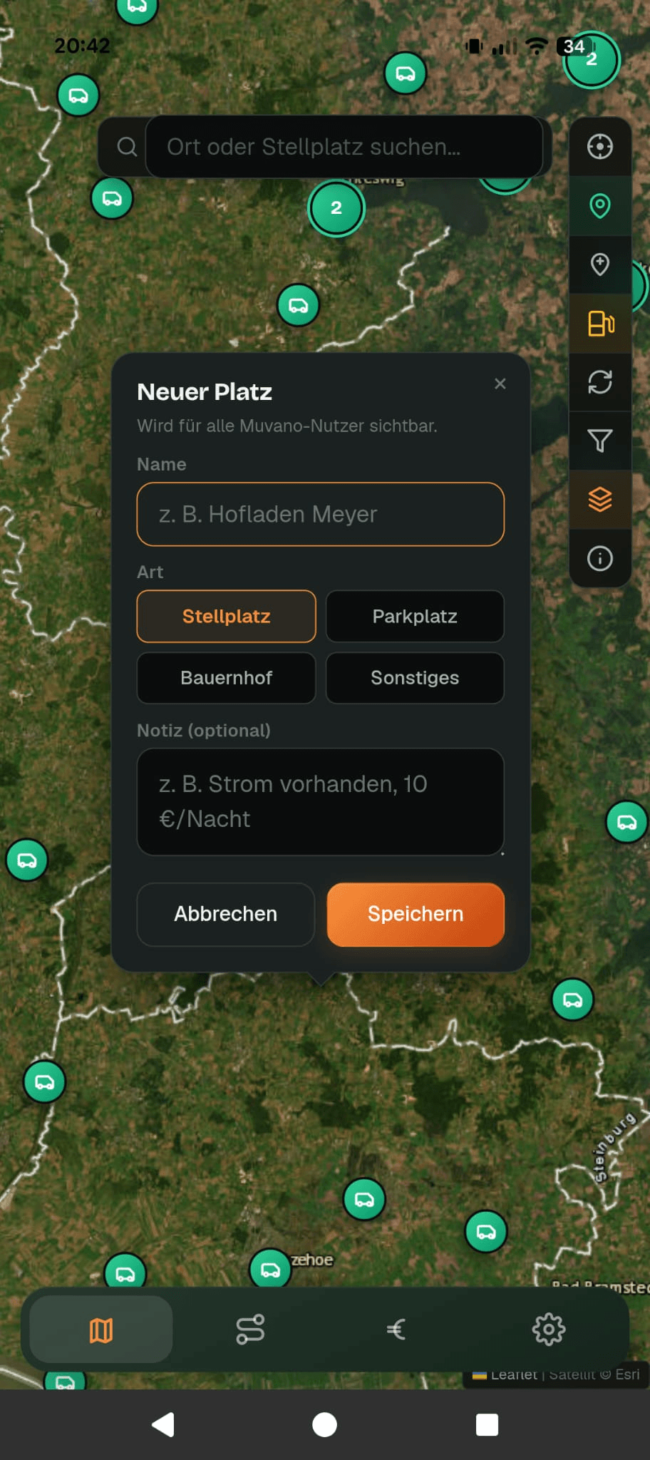 Eigenen Platz hinzufügen